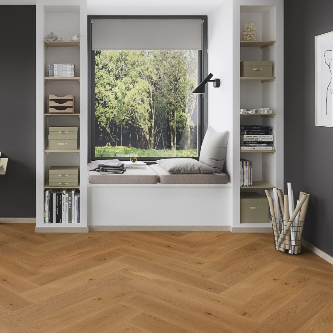 Boen Oak Animoso 14mm Herringbone Click Castle - A & B Planks - Natural Oil - Brushed