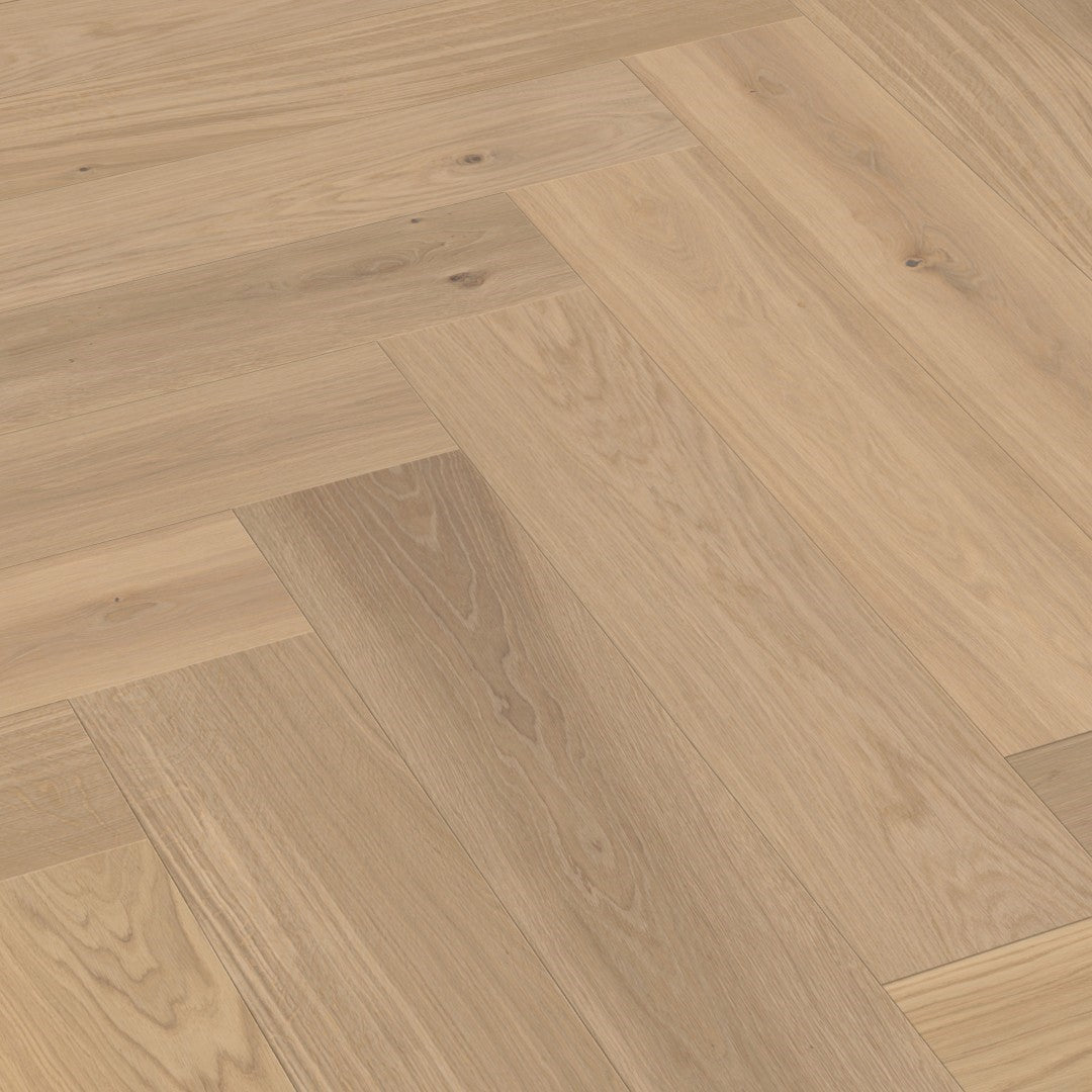 Boen Oak Animoso 14mm Herringbone Click Castle - A & B Planks - Live Pure - Brushed