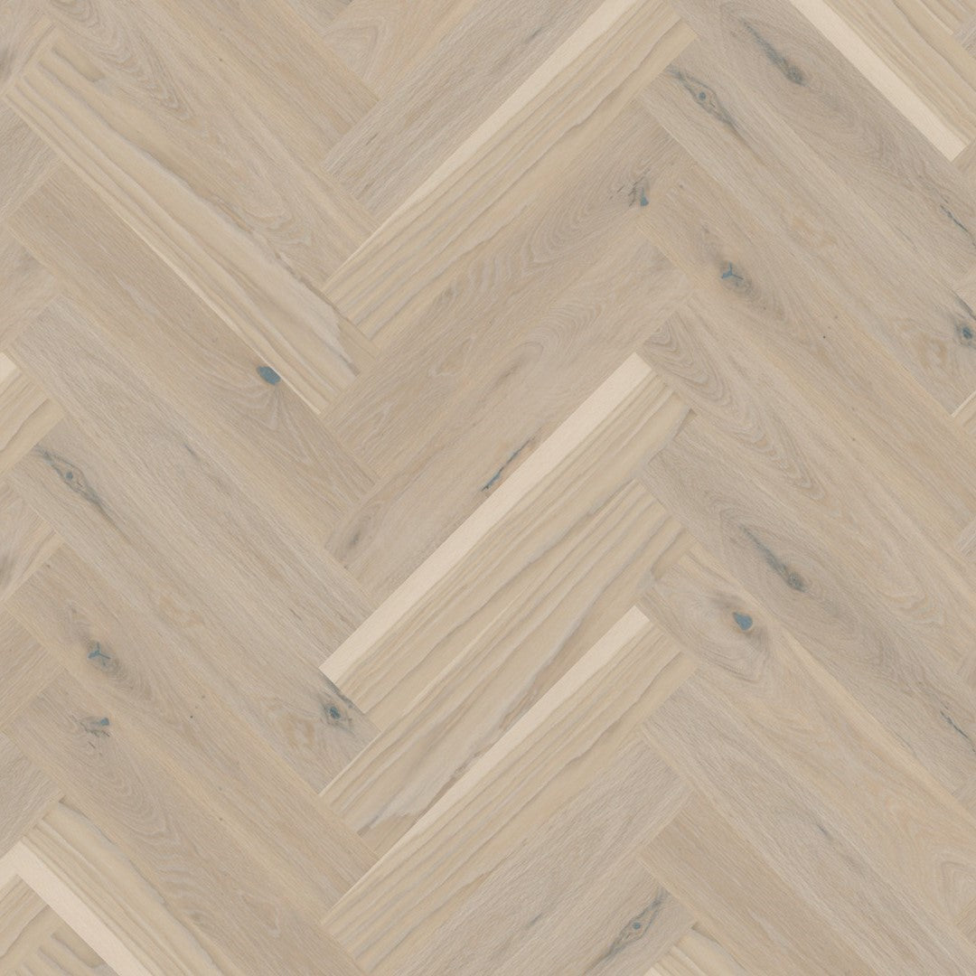 Boen Oak Pale White Vivo 14mm Herringbone Click 138 - A & B Planks - Live Pure - Brushed