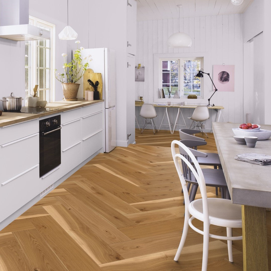 Boen Oak Vivo 14mm Herringbone Click Castle - A & B Planks - Natural Oil - Brushed