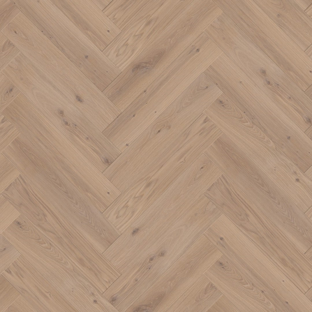 Boen Oak White Animoso 14mm Herringbone Click 138 - A & B planks - Natural White Oil - Brushed