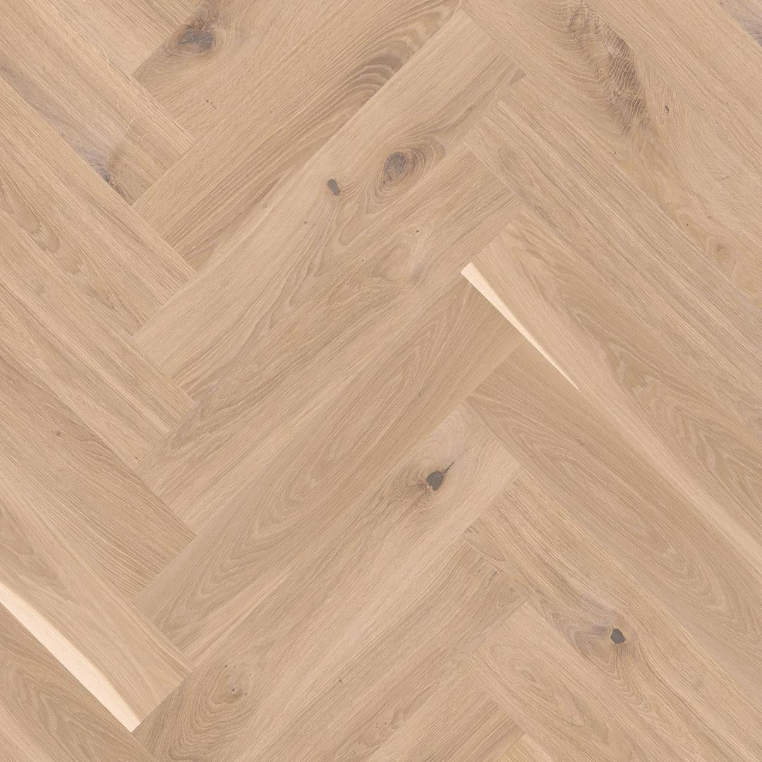 Boen Oak White Vivo 14mm Herringbone Click 138 - A & B Planks - Natural White Oil - Brushed